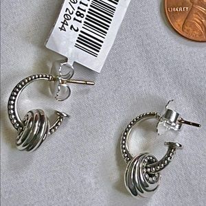 (NWT) LAGOS Sterling Silver Signature Caviar Fluted Disc Hoop Earrings